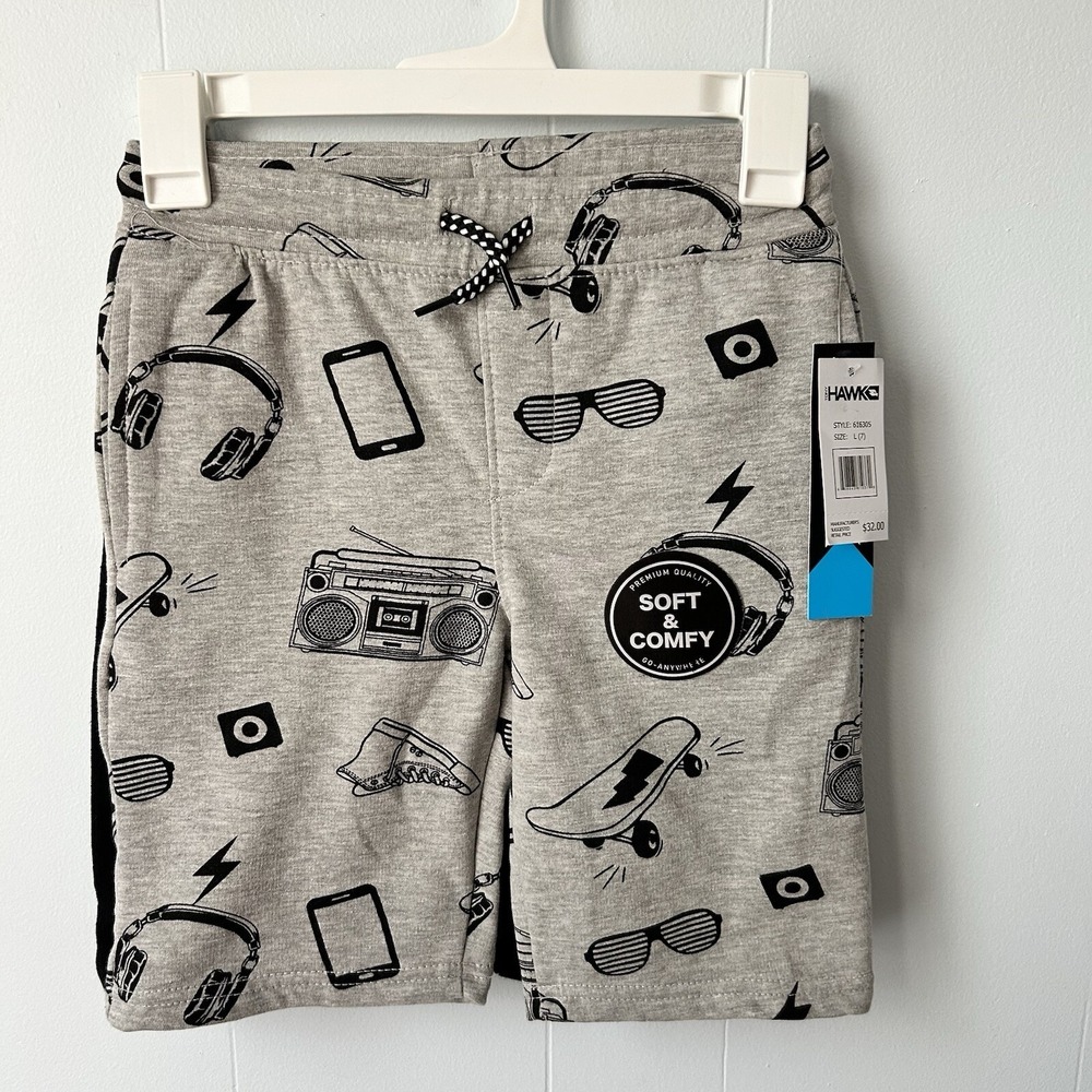 Tony Hawk Little Boys Size 7 Drawstring, Soft, And Comfy Skateboard Shorts.New